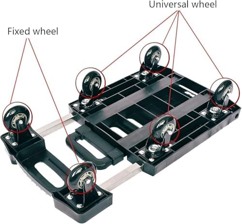 Compact Folding Hand Truck with 6 Wheels - 330lbs Capacity Trolley Cart for Home, Office & Travel - Lightweight Adjustable Handle - Perfect for Luggage & Supplies Moving