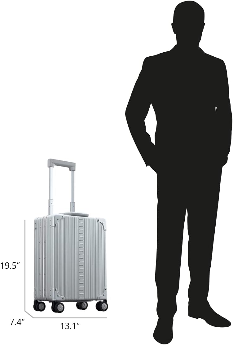 All Aluminum Lightweight 20" Business Laptop Briefcase - Vertical Open Carry-On, TSA Approved Suitcase, Four 360° spinner wheels, Compartment, Hard Side Cabin Bag for Travel & Business (Platinum)