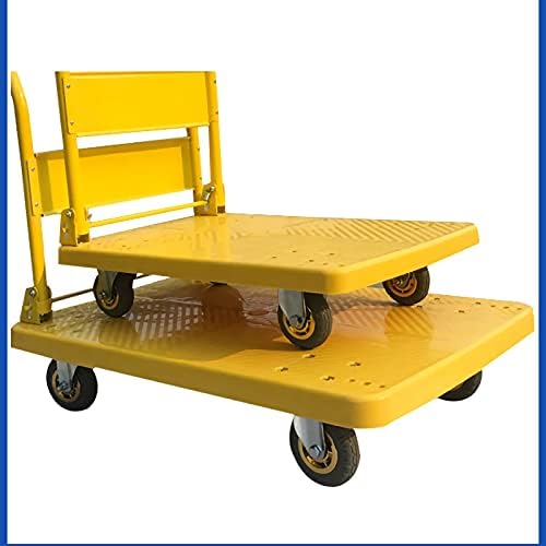 Heavy Duty Folding Flatbed Hand Cart with Metal Handle & Swivel Wheels - Durable Platform Truck for Luggage, Travel & Household - Quiet Mobility, High Load Capacity