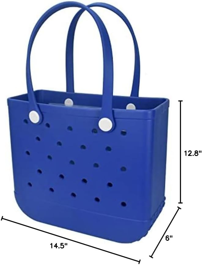 Rubber Beach Bag, Washable Moisture Resistant Durable Open Hole Tote Bag Beach Vacation Essentials