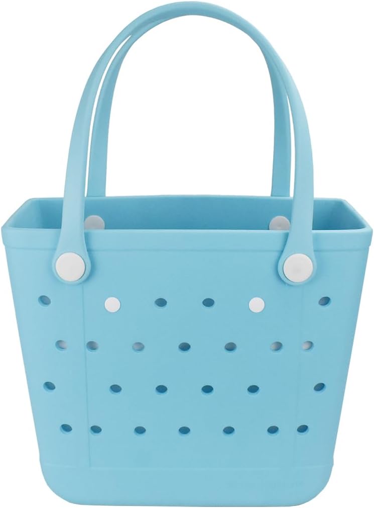 Rubber Beach Bag, Washable Moisture Resistant Durable Open Hole Tote Bag Beach Vacation Essentials