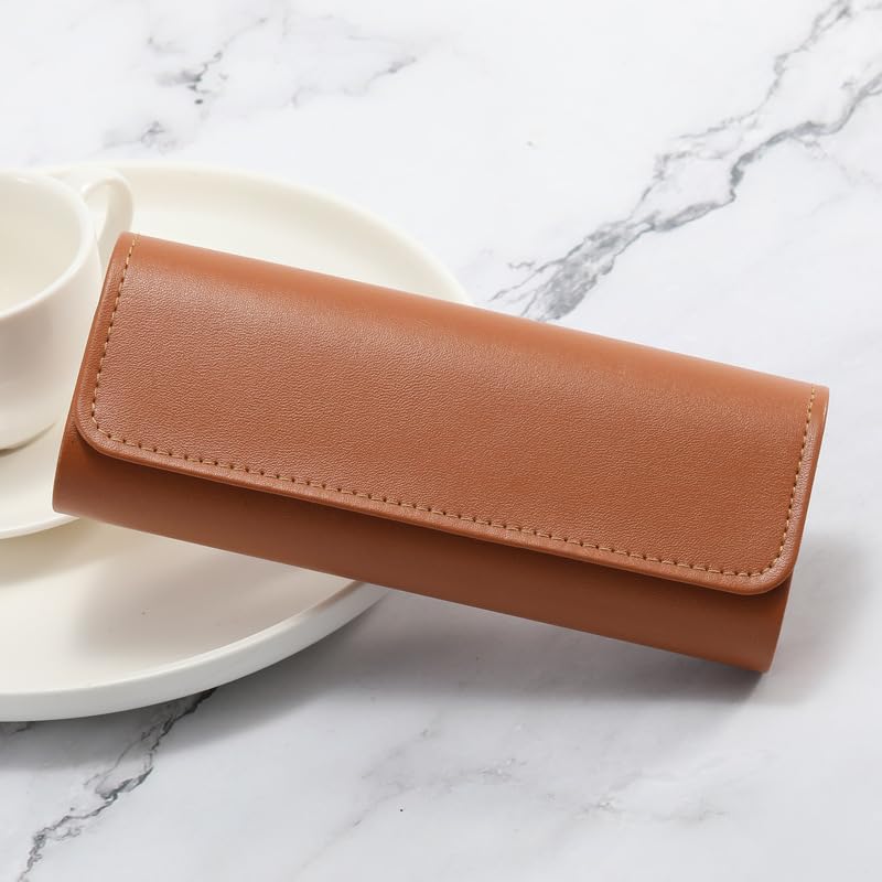 HSYMQ 3 Pcs Glasses Case Hard Shell, Square Leather Hard Eyeglass Case, Unisex Simple Large