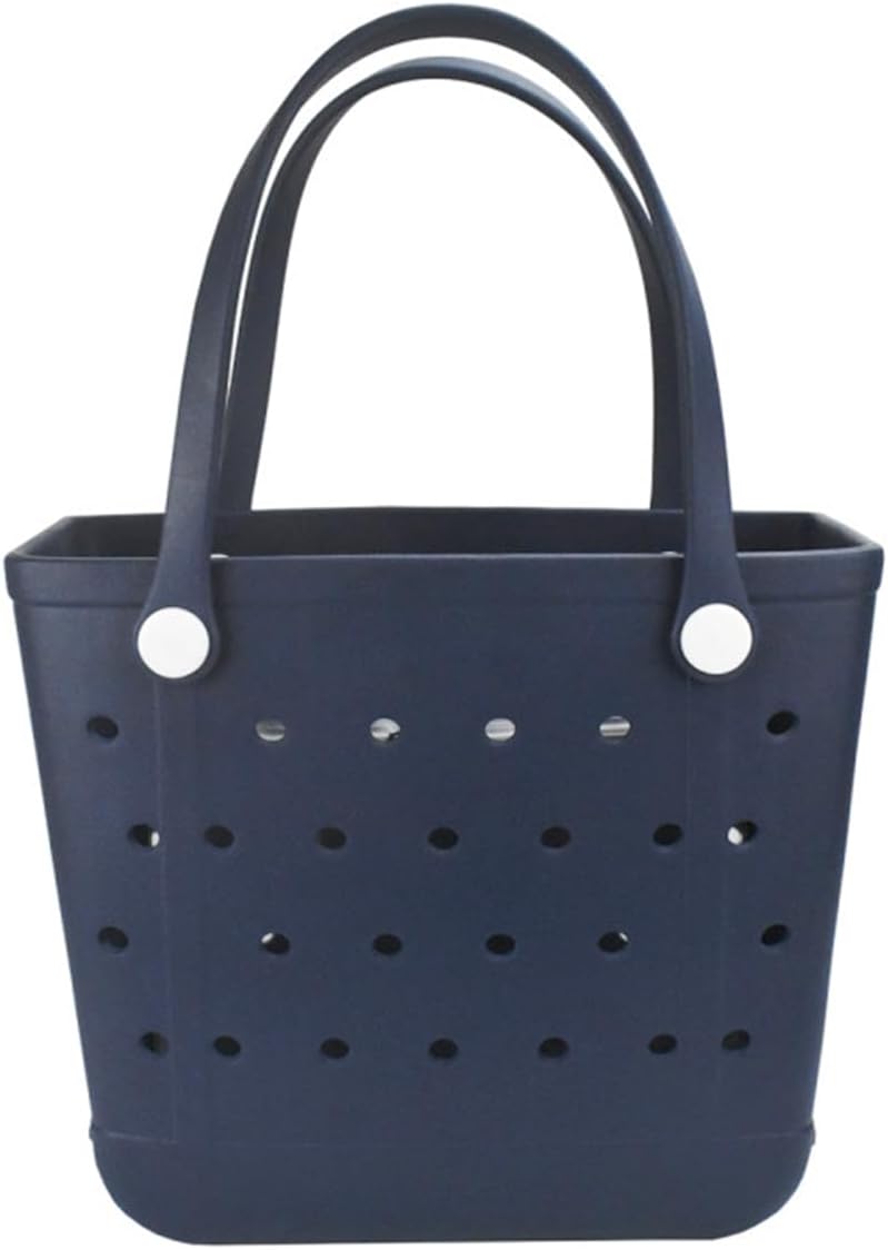Medium Rubber Beach Bag, Waterproof Tote Bags Washable Sand-proof Travel Hand Bags for Pool Boat Work Sports