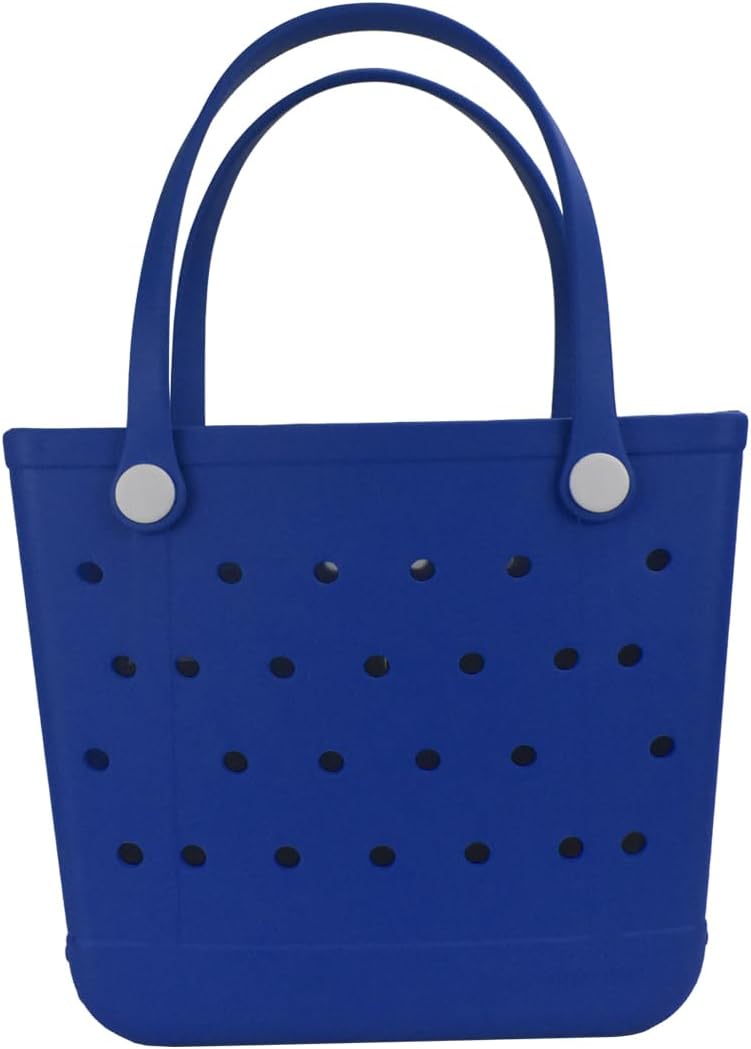 Medium Rubber Beach Bag, Waterproof Tote Bags Washable Sand-proof Travel Hand Bags for Pool Boat Work Sports