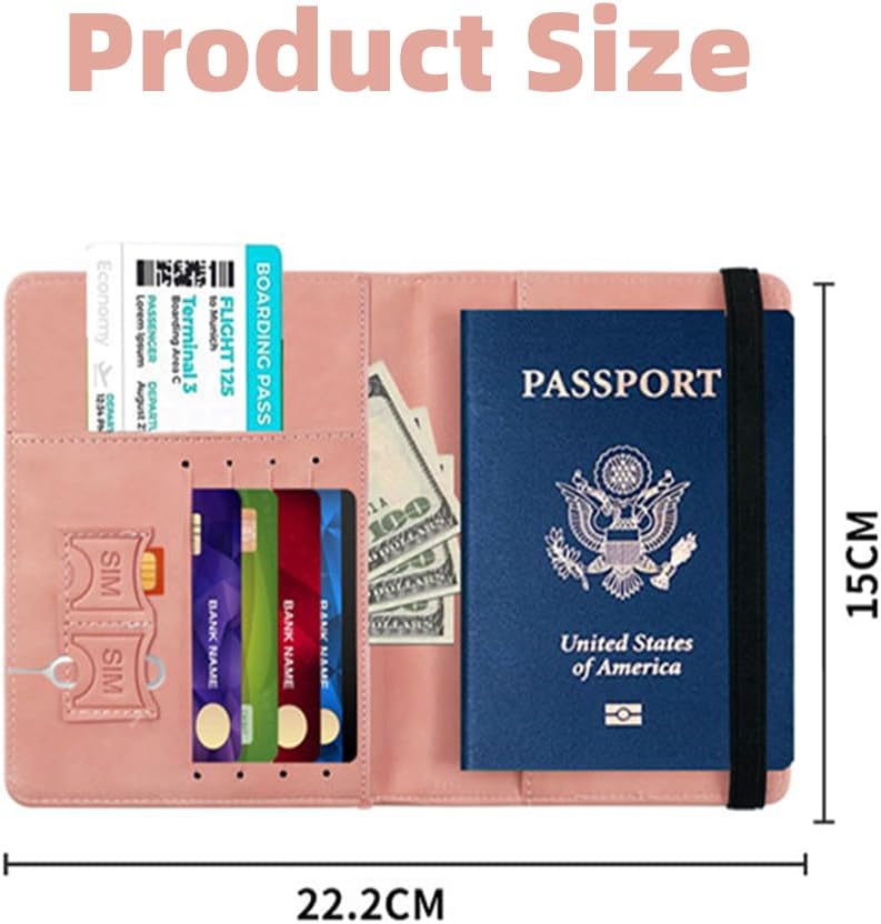 2-Pack Passport Holder Cover Wallet RFID Leather Passport Travel Wallet Elastic Strap Leather Card Case Accessories for Men Women