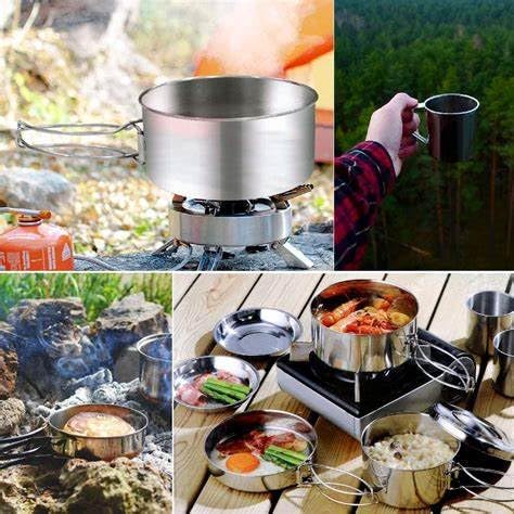 BeGrit Backpacking Camping Cookware Mini Picnic Camping Cooking Mess Kit with Pot and Pan Set for