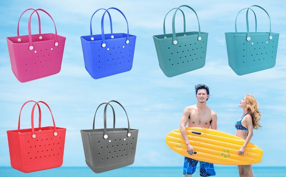 Tote Bag for Women - Large Rubber Beach Bag, Medium Waterproof Sandproof Travel Tote Bags for Beach Outdoor Sports
