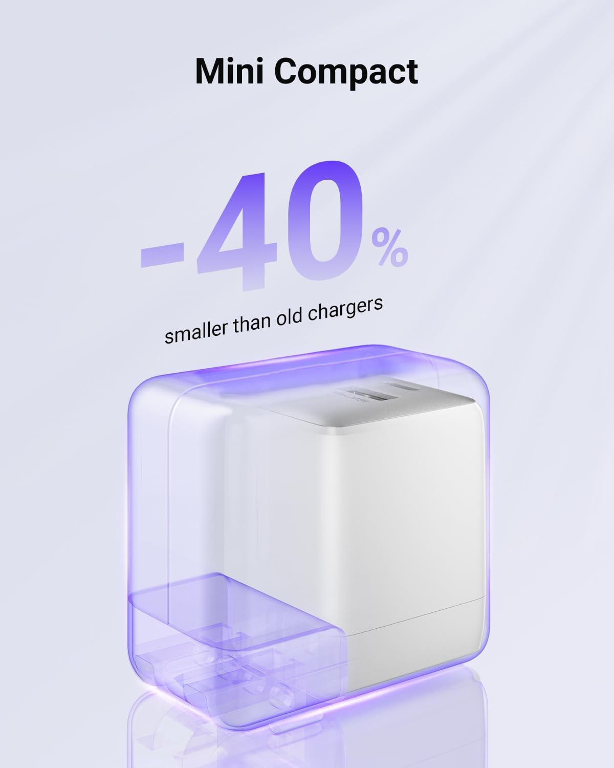 USB C Fast Charging Charger, 30W Dual-Port GaN Nano Charger with Foldable Plug for iPhone 16/15 Series, iPad, Galaxy S24 Ultra and More Series, (White, 1 Pack)