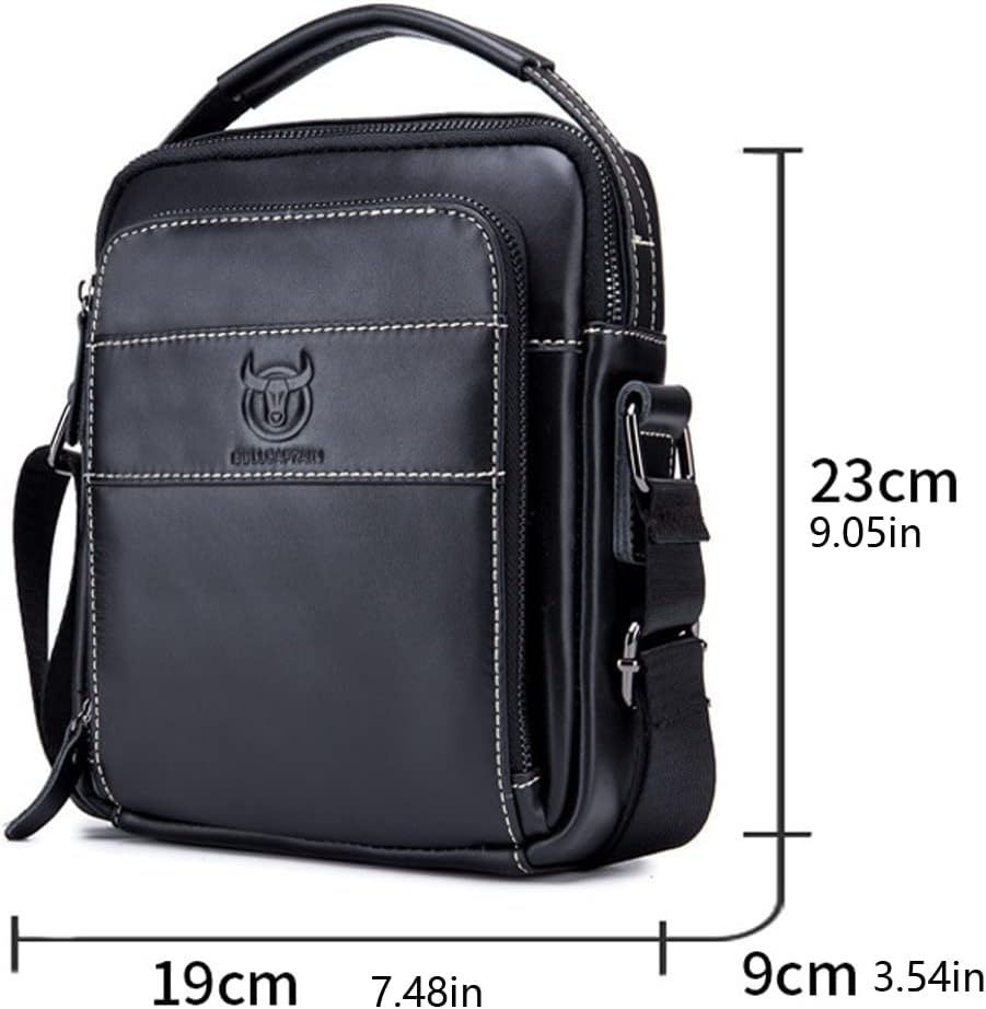 KPYWZER Genuine Leather Shoulder Bag Small Men Messenger Pack Handbag Sling Crossbody Bag Man Purse