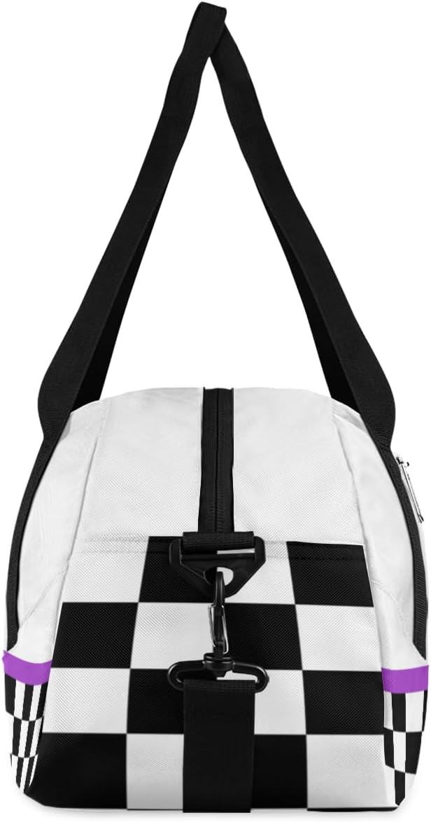 Truck Car Custom Name Kids Overnight Duffel Bags Boys Buffalo Plaid Personalized Sport Gym Bag Customized Duffel Bag for Travel Weekender Practice Gymnastics