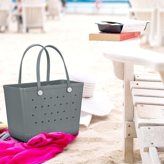 Tote Bag for Women - Large Rubber Beach Bag, Medium Waterproof Sandproof Travel Tote Bags for Beach Outdoor Sports