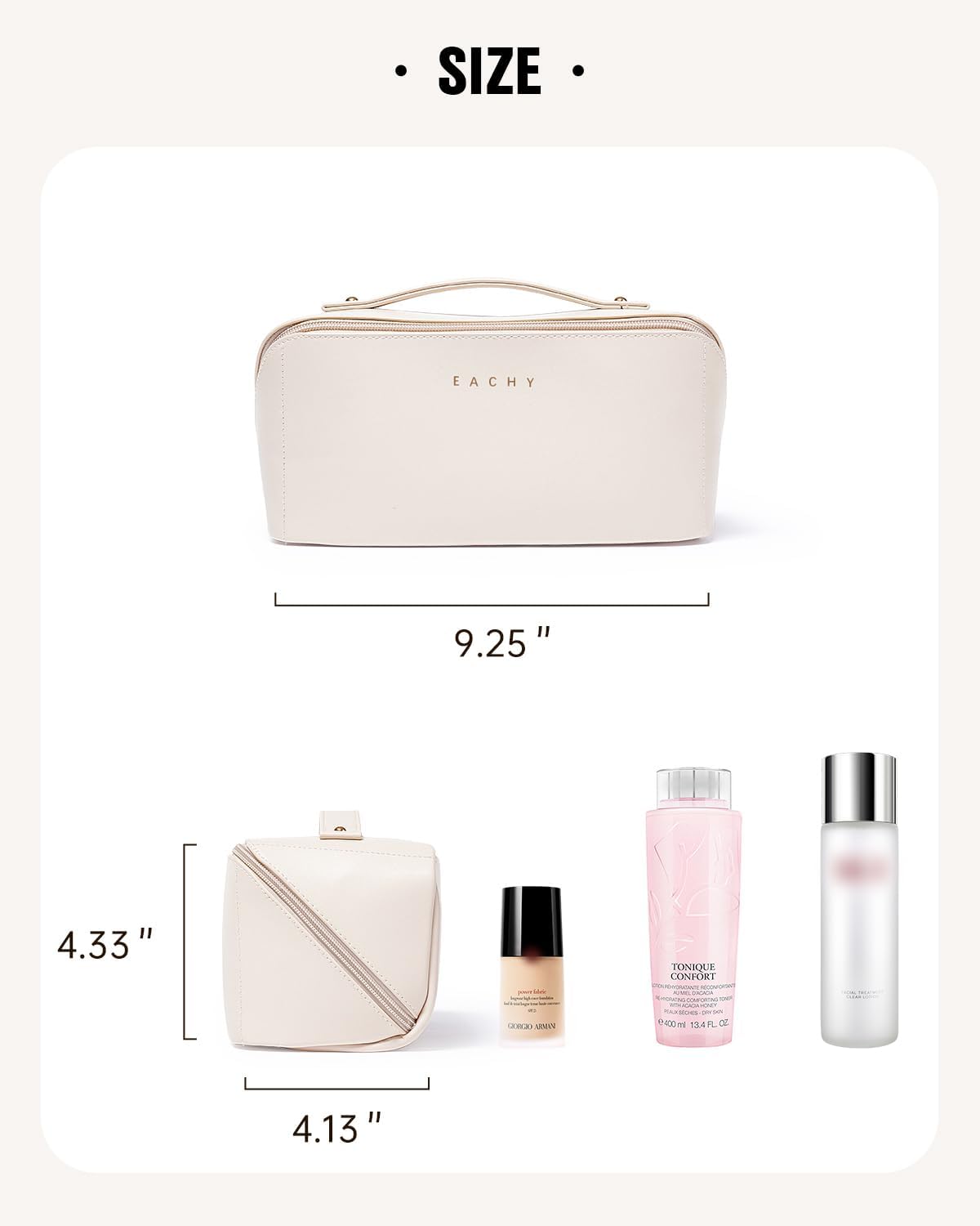 EACHY Travel Makeup Bag,Large Capacity Cosmetic Bags for Women,Waterproof Portable Pouch Open Flat