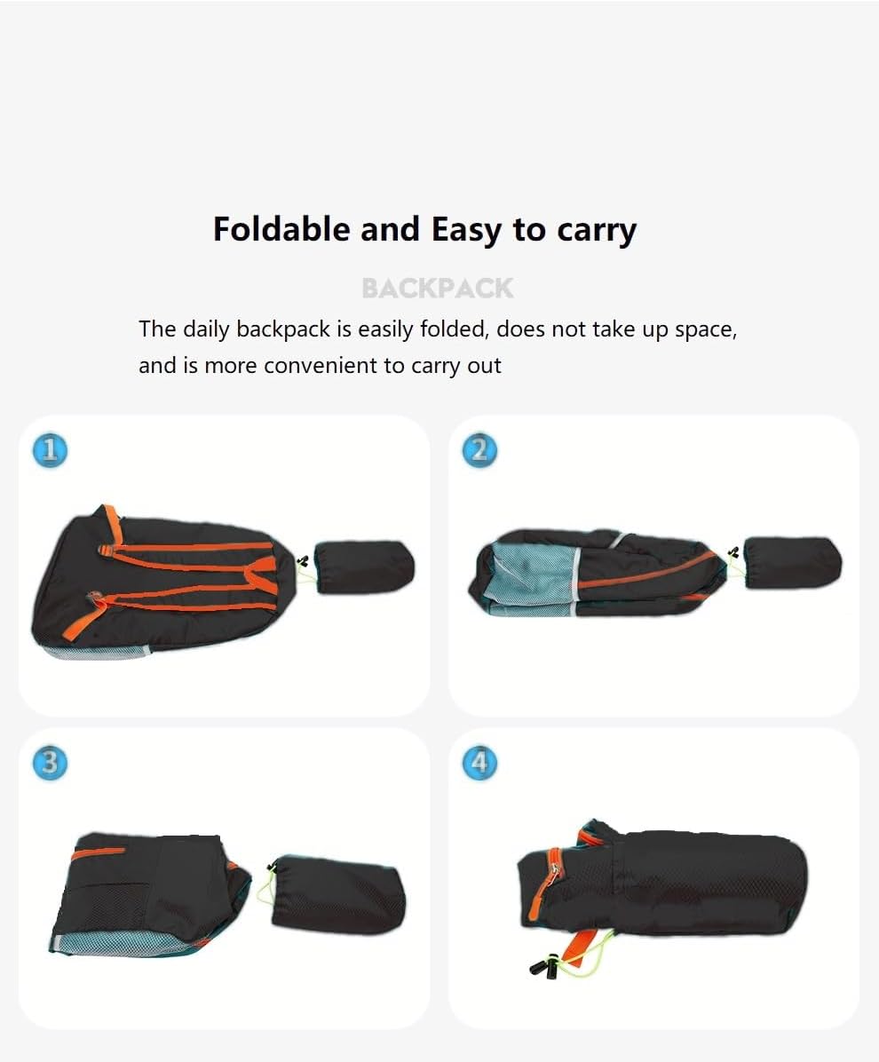 25L Foldable Hiking Backpack Lightweight Packable Basic-Daypack Collapsible Bag Water-Resistant Travel Men Women Camping Cycling Outdoor (Dark Blue)