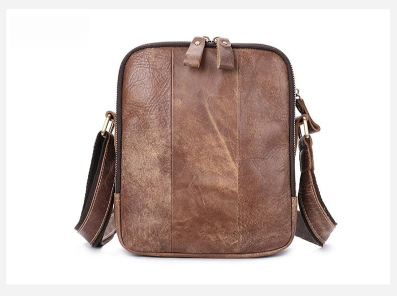 Genuine Leather Shoulder Bag for Men Crossbody Sling Bag Adjustable Small Messenger Purse Travel