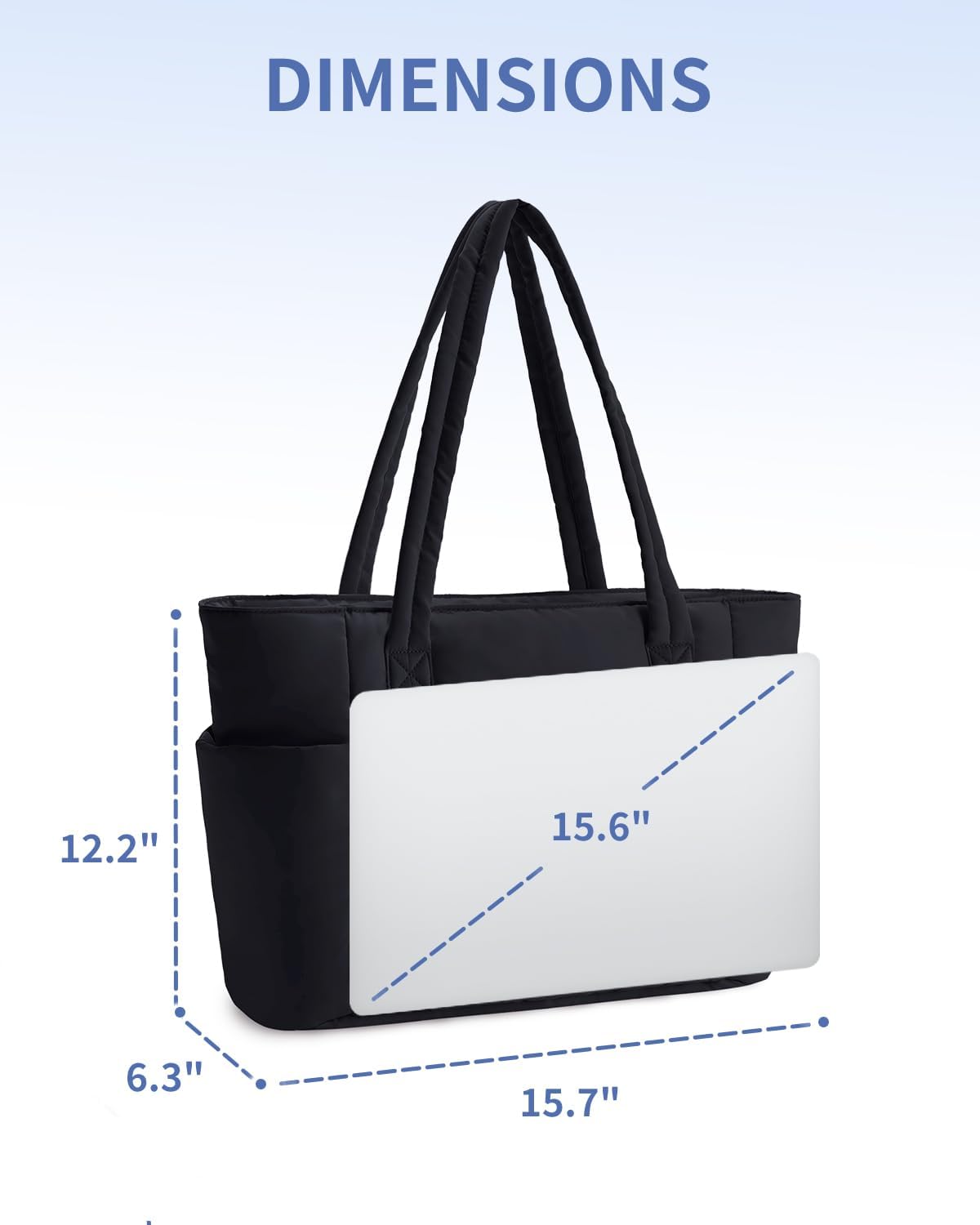 Ceneda Tote Bag for Women With 40oz Cup Holder, Puffer Work Laptop Tote Bag With Zipper for Travel, Teacher, Nurse