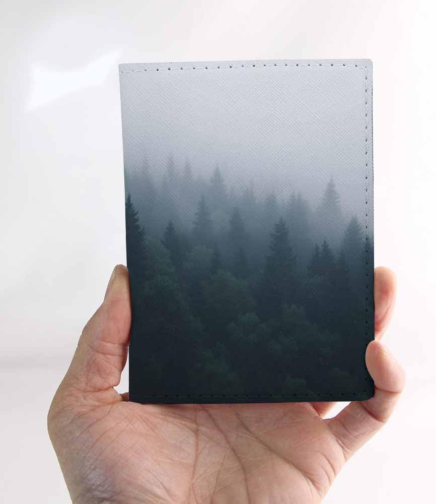 Trees Passport Holder for Travel Fog Woodland Jungle PU Leather Passport Cover Wallet Cute Passport Card Holder for Women and Men