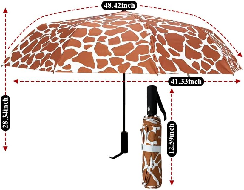 Windproof Travel Automatic Umbrella, 10 Ribs, Rainproof Foldable, Uv-Resistant, Portable