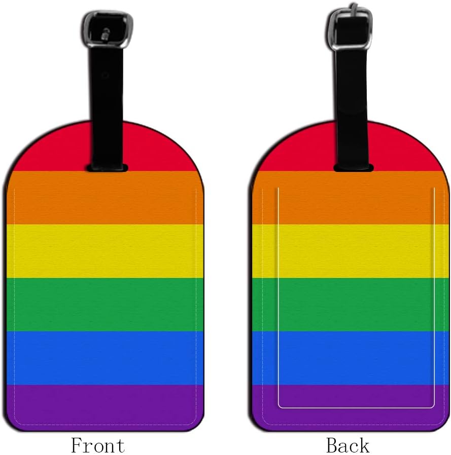 Rainbow Pride Gay Lesbian Contemporary Luggage ID Tag Carry-On Cards Leather Luggage Tag Suitcase Label - 1 pack