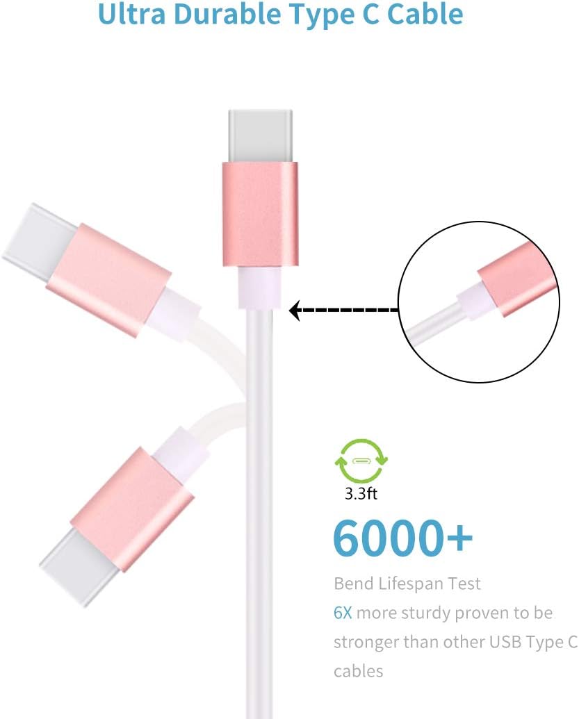 Fast USB C Car Charger, Compatible for Samsung Galaxy S22/S21/S20 Plus/Ultra/S20 FE/S10+/S10e/S9/S8/Note 10/9/8/A20/A50/A70 Quick Charge 3.0 Dual USB Rapid Car Charger with Type C Cord 3.3ft-Rose Gold