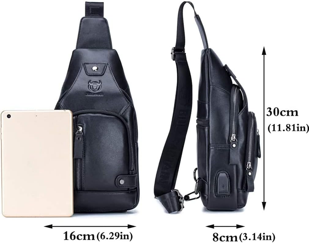 KPYWZER Vintage Leather Sling Bag Backpack for Men Crossbody Shoulder Chest Day Pack Backpacks