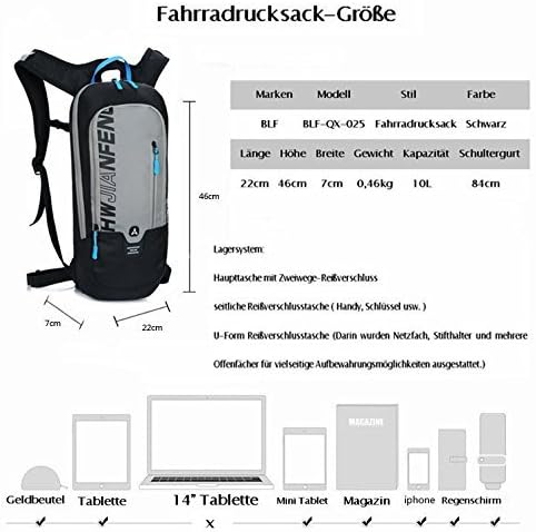 WINDCHASER Cycling Backpack, 10L Bicycle Backpack Waterproof Breathable Bag for Outdoor Travel Hiking Climbing Biking Running Skiing (Grey)