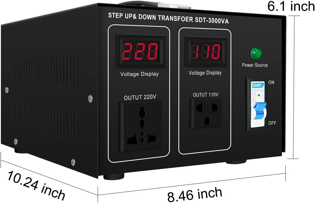 Step Down/Up Transformer 220v to 110v, 3000W Voltage Converter 110 to 220 120v to 240V Heavy Duty Power Transformer