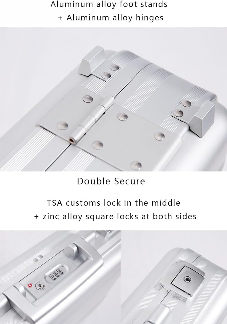 Large Aluminium Briefcase 18.1X13.8X6.1 Inch Combination TSA Lock Metal Attache Toolbox Cash Case 15.6 Inch Notebook Brief Case Toolkit with Foam Silver