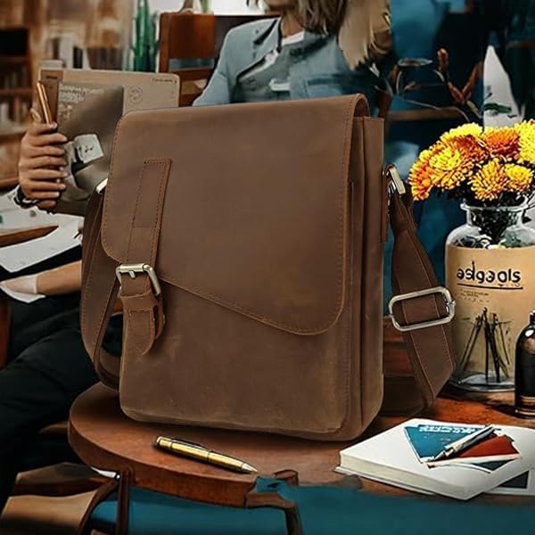 Jack&Chris Leather Messenger Bag for Men, Man Purse Crossbody Bags for Work Business