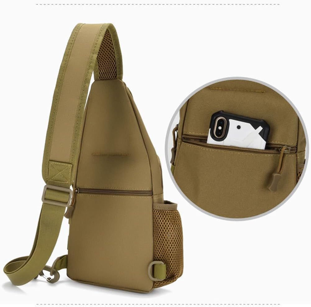 Sling Bag Crossbody Backpack for Men,Handiness Skiing Sling Bag, Lightweight Daypack for Hiking Travel (Brown)