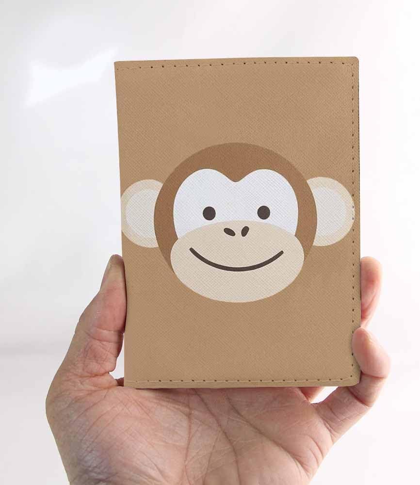 Monkey Passport Holder for Travel Happy Smiling Face PU Leather Passport Cover Wallet Cute Passport Card Holder for Women and Men