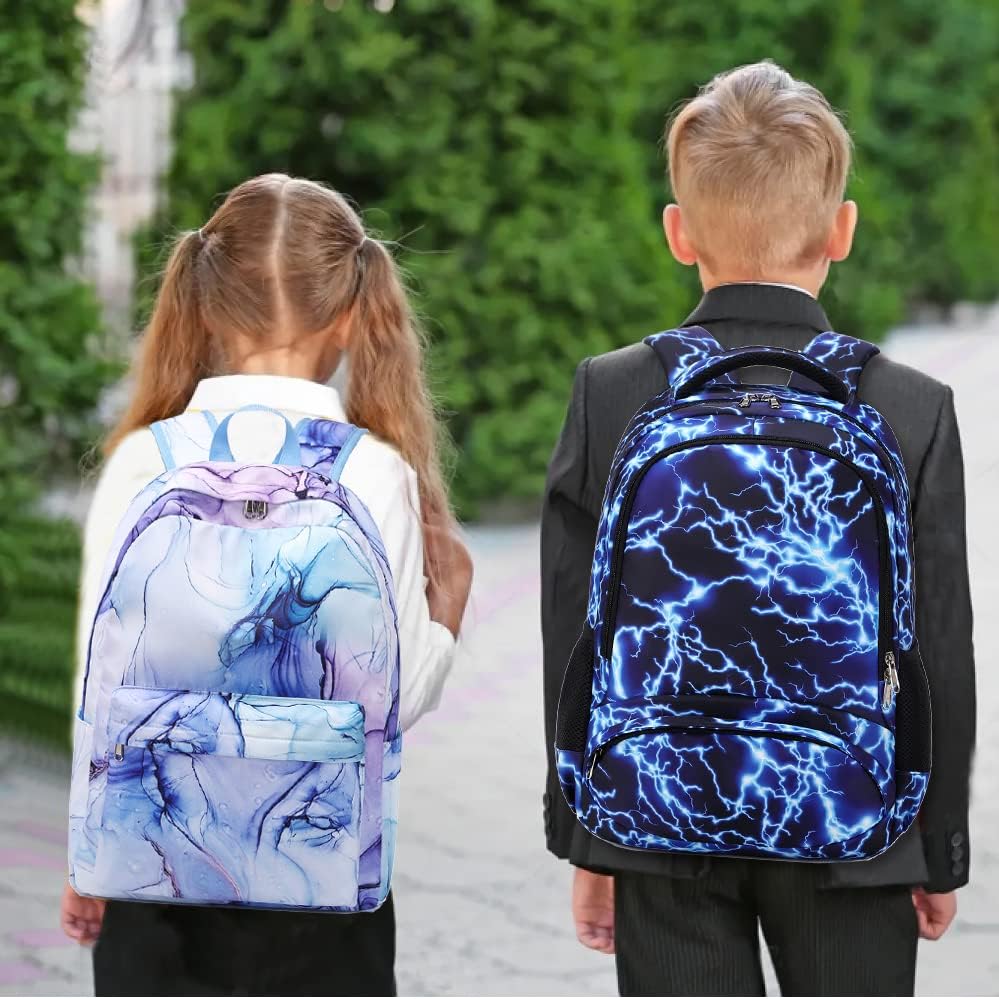 Boys Backpack for Elementary Middle School Backpacks for Kids Boys Girls Bookbag for Teens Lightning School Bags