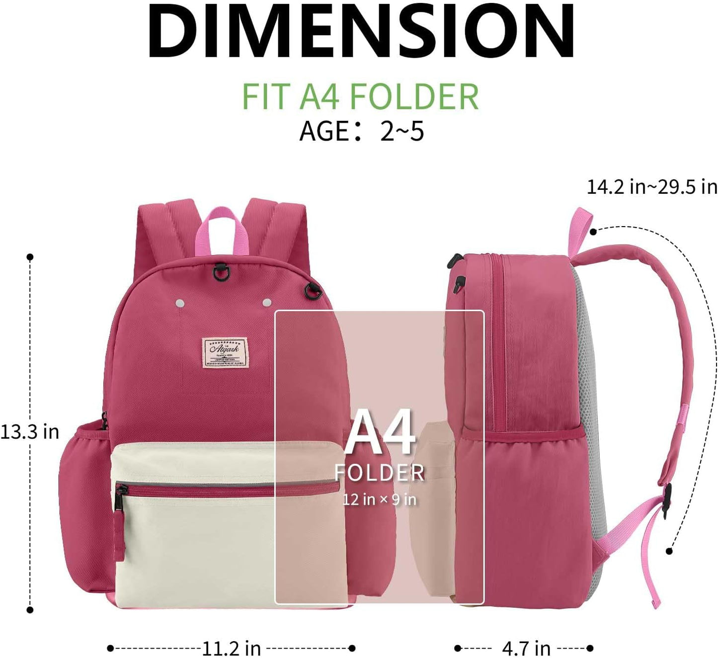 Toddler Backpack for Boys 2-5: Preschool Kindergarten 13" Daycare Backpacks Fit A4 Folder