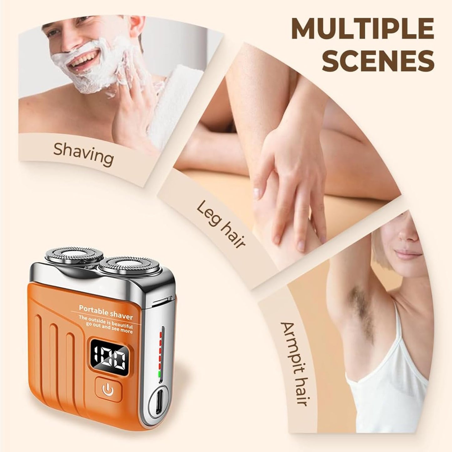 Portable Electric Shaver - LED Display Dual-Head Pocket Shaver, Mini USB Rechargeable Travel Razor, One-Button Operation, Long-Lasting Battery, for Home & Travel (Black)