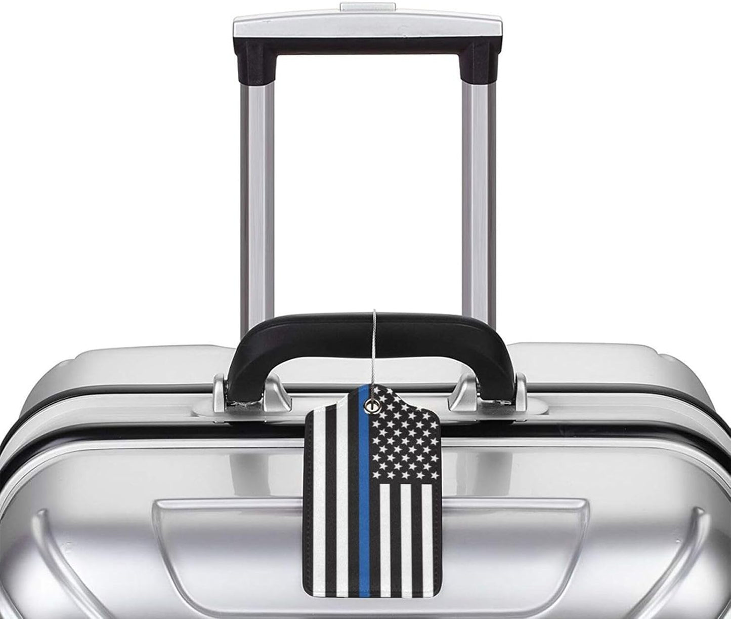 2 Pack Luggage Tags for Suitcase, Privacy Cover ID Label with Stainless Steel and Address Card for Travel Bag Backpack Cruise Ship Essentials Tag Women Men - Thin Blue Line American Flag