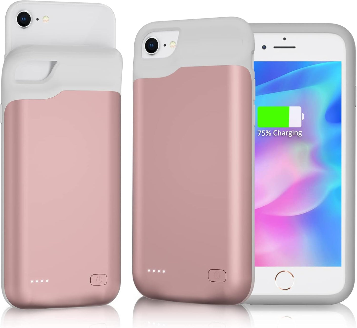 Battery Case for iPhone se 2020/7/6s/6/8, 7000mAh Ultra Slim Extended Charging Case Charger Powerful External Lightweight Smart Battery Pack Compatible with iPhone 7, 4.7 inch, Pink