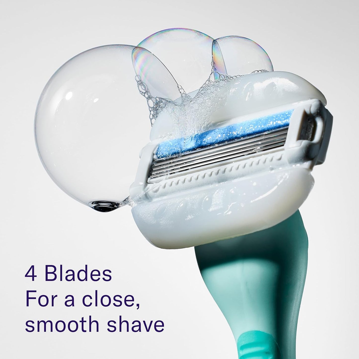 Flamingo Moisture Plus Women's Razor Set - No Shave Gel Needed - 1 Razor Handle, 1 Blade Refill, Shower Holder - Seafoam