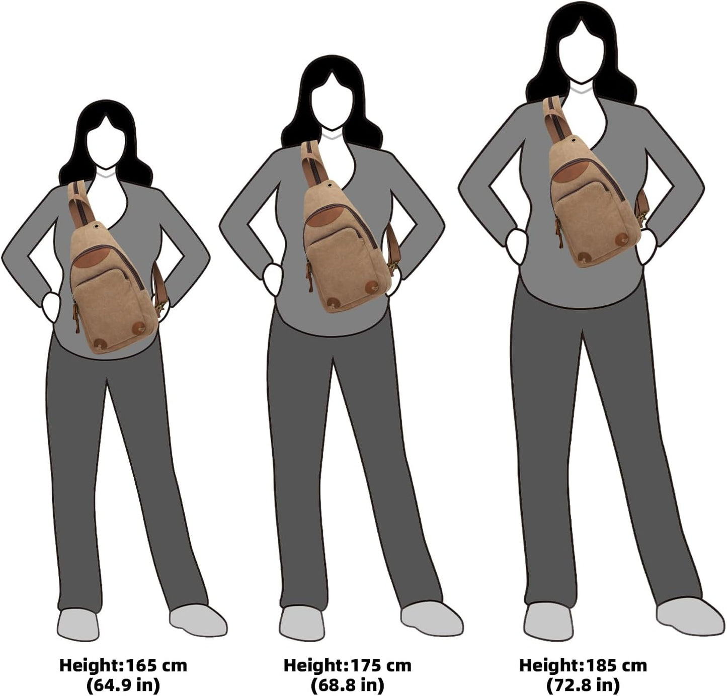 KL928 Canvas Sling Bag Crossbody Backpack Shoulder Casual Rucksack for Men Women,Brown