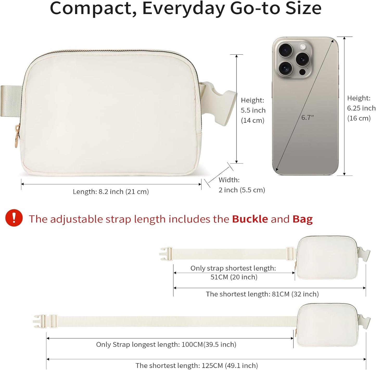 Cross Body Fanny Pack for Women,Fashion Waist Packs Crossbody Bags,Belt Bag with Adjustable Strap - Cream
