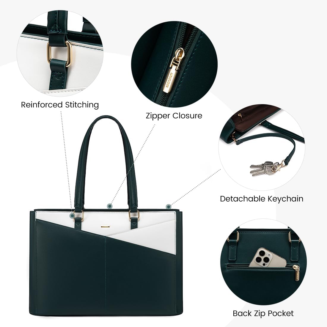 LOVEVOOK Laptop Bag for Women 15.6 Inch Tote Bags Waterproof Leather Briefcase Computer Women