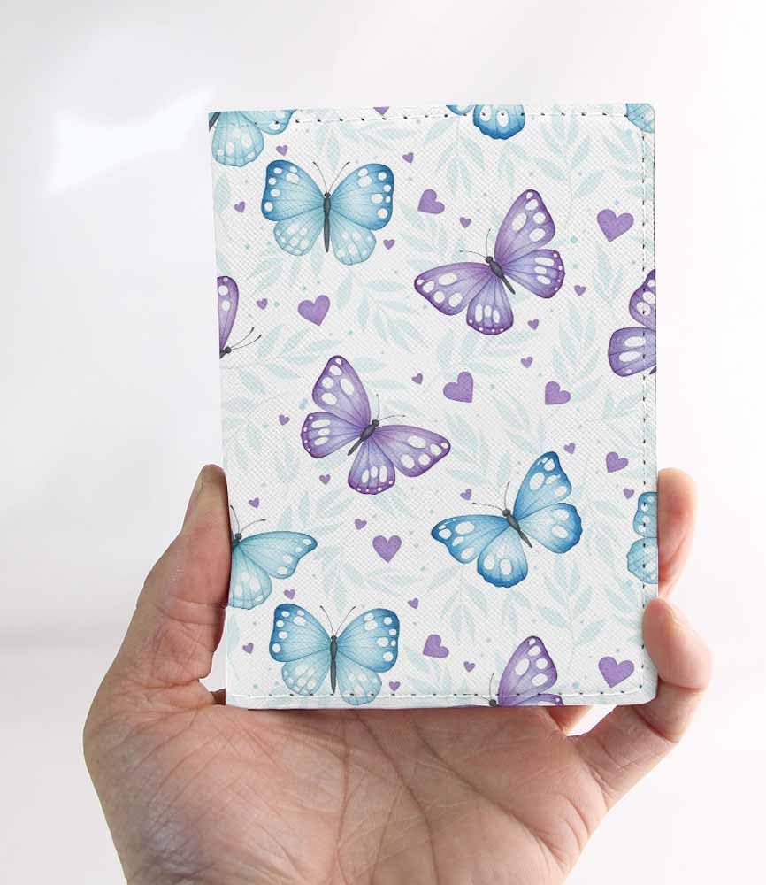 Colorful Butterflies Passport Holder for Travel Nature Leaf Floral Butterfly Flying PU Leather Passport Cover Wallet Cute Passport Card Holder for Women and Men