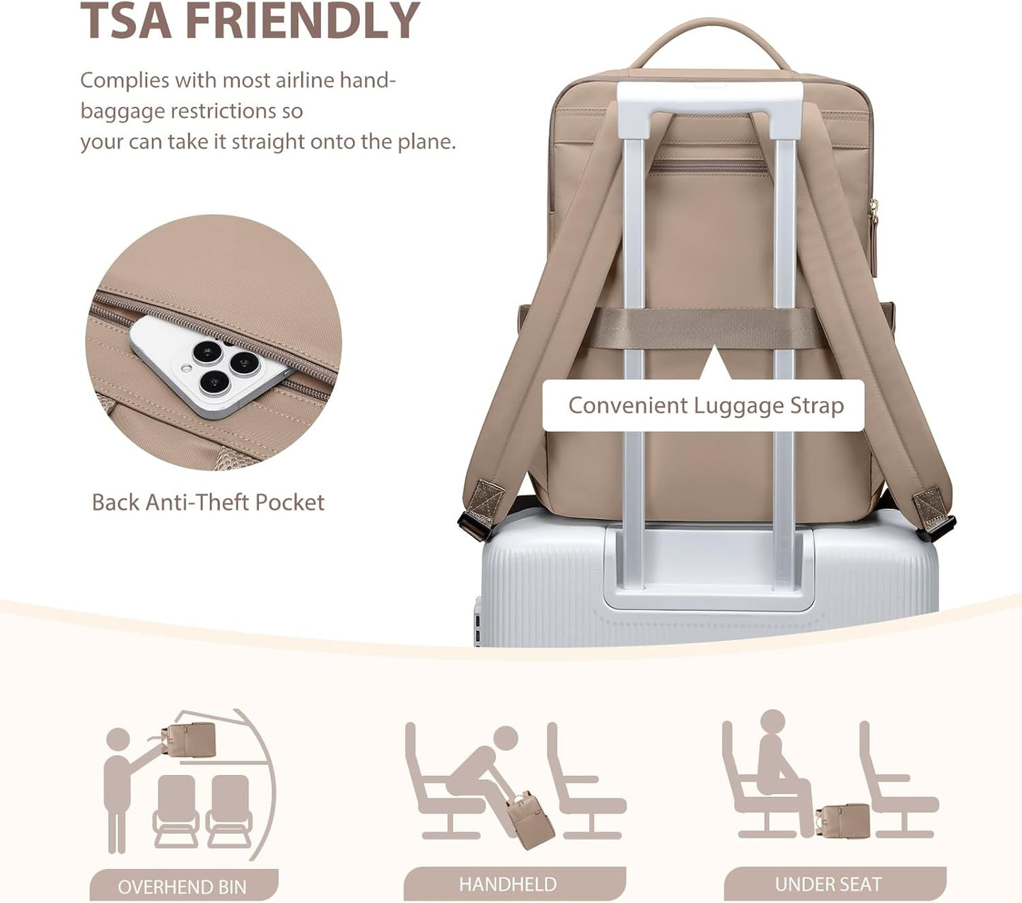 Laptop Backpack for Women, Work Business Traval Computer Backpacks with Laptop Compartment