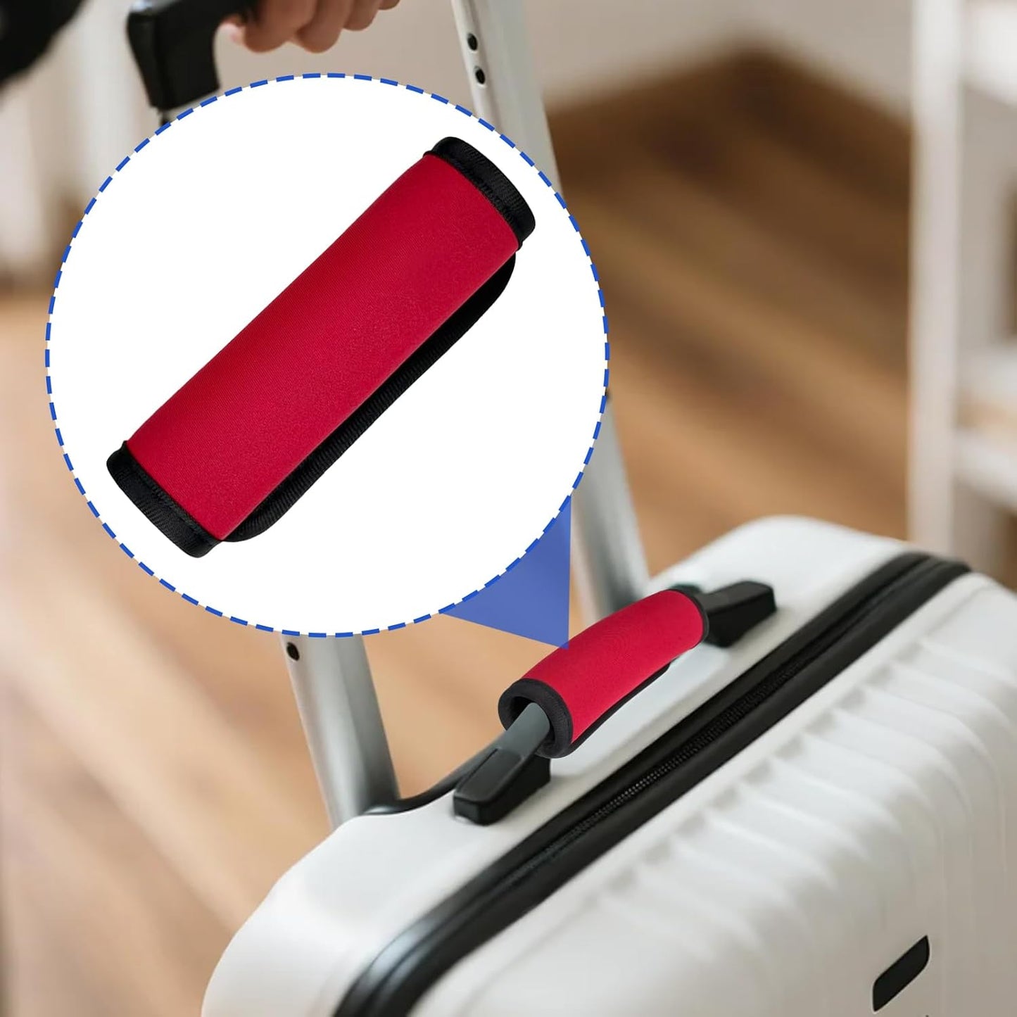 6 Pack Luggage Handle Wrap for Suitcase Luggage Tags Bright Soft Suitcase Identifiers Luggage Handle Covers Travel Accessories, Red