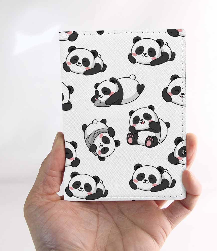 Smile Panda Passport Holder for Travel Little Lovely Animal PU Leather Passport Cover Wallet Cute Passport Card Holder for Women and Men