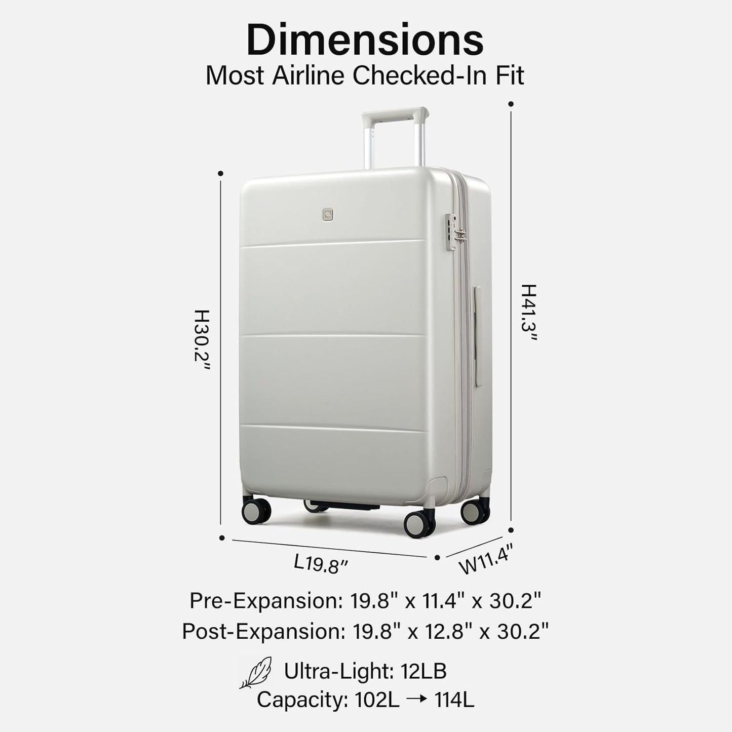 Hanke Expandable 28 Inch Luggage with Spinner Wheels, Hardside Large Suitcase, All-PC Hard Shell