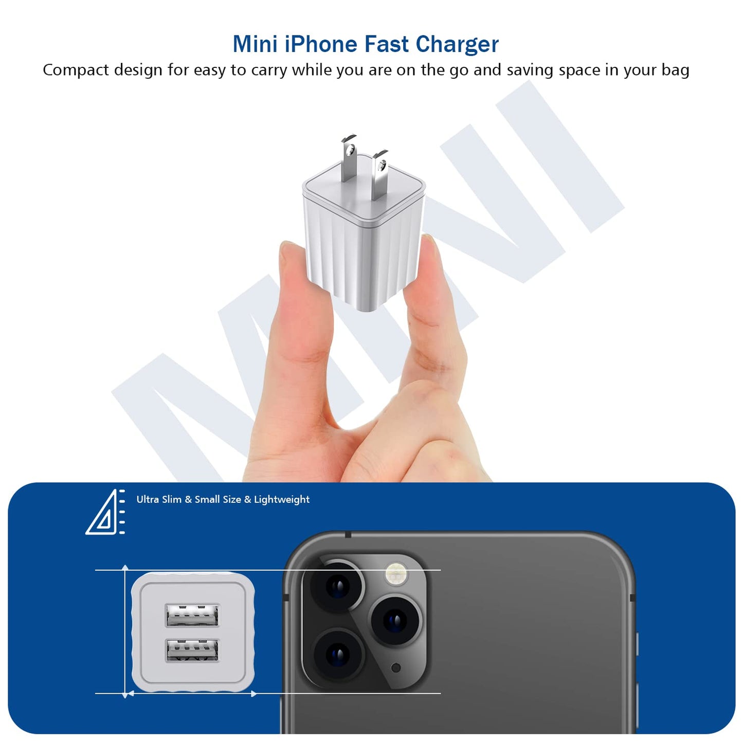 iPhone Fast Charger,2Pack Dual Port Wall Charger with Fast Charging 6.6FT Long Nylon Braided USB to Lightning Cable Cord Double Wall Charger Adapter Block Plug for iPhone 14 13 12 Pro Max 11 SE iPad