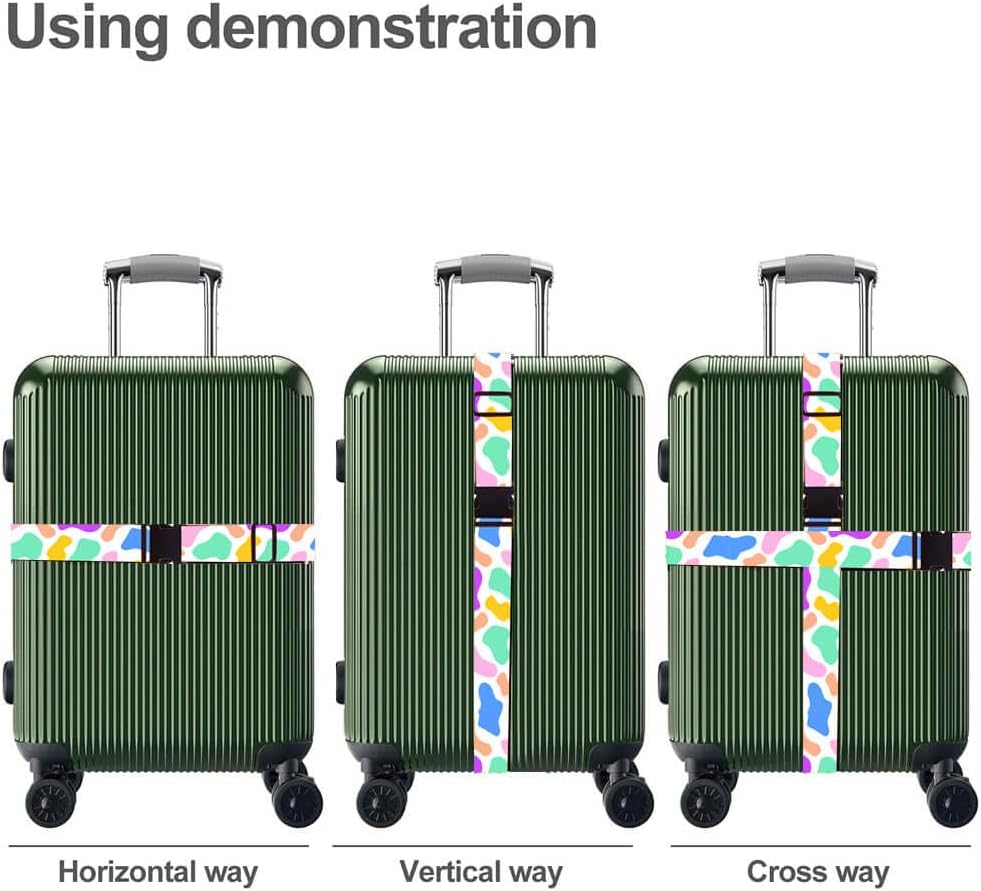 Luggage Straps for Suitcases TSA Approved Easy Pack Organized Suitcase Strap, Luggage Strap, Luggage Belt Strap, Bag Straps for Luggage. Buckle Straps Travel Accessories (Cow Printing)