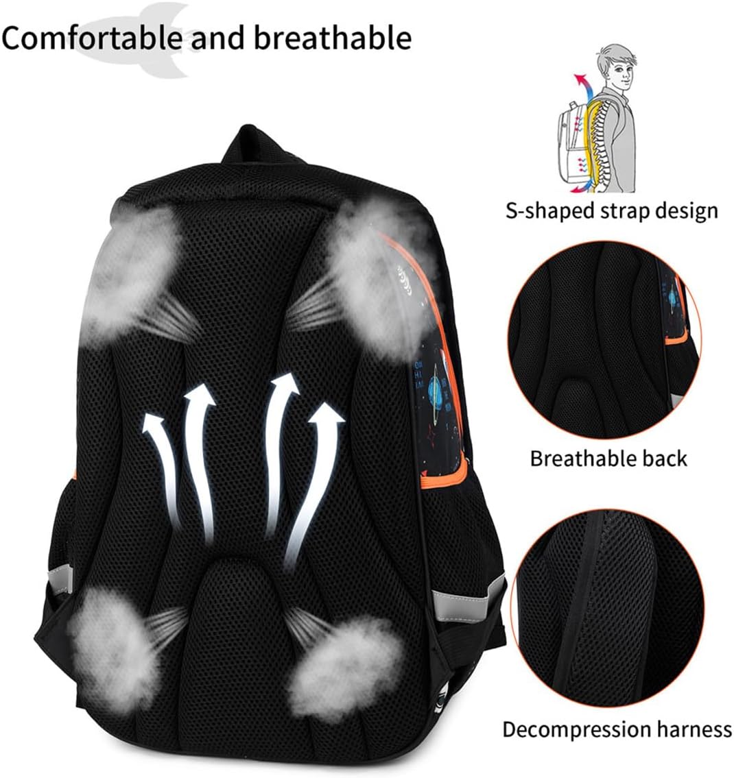 Cusangel Backpack for Boys Girls School Bookbags,Kindergarten Elementary Middle School Lightweight Waterproof Multifunctional Large Capacity for Backpack (16 inch Space Fun Prints)