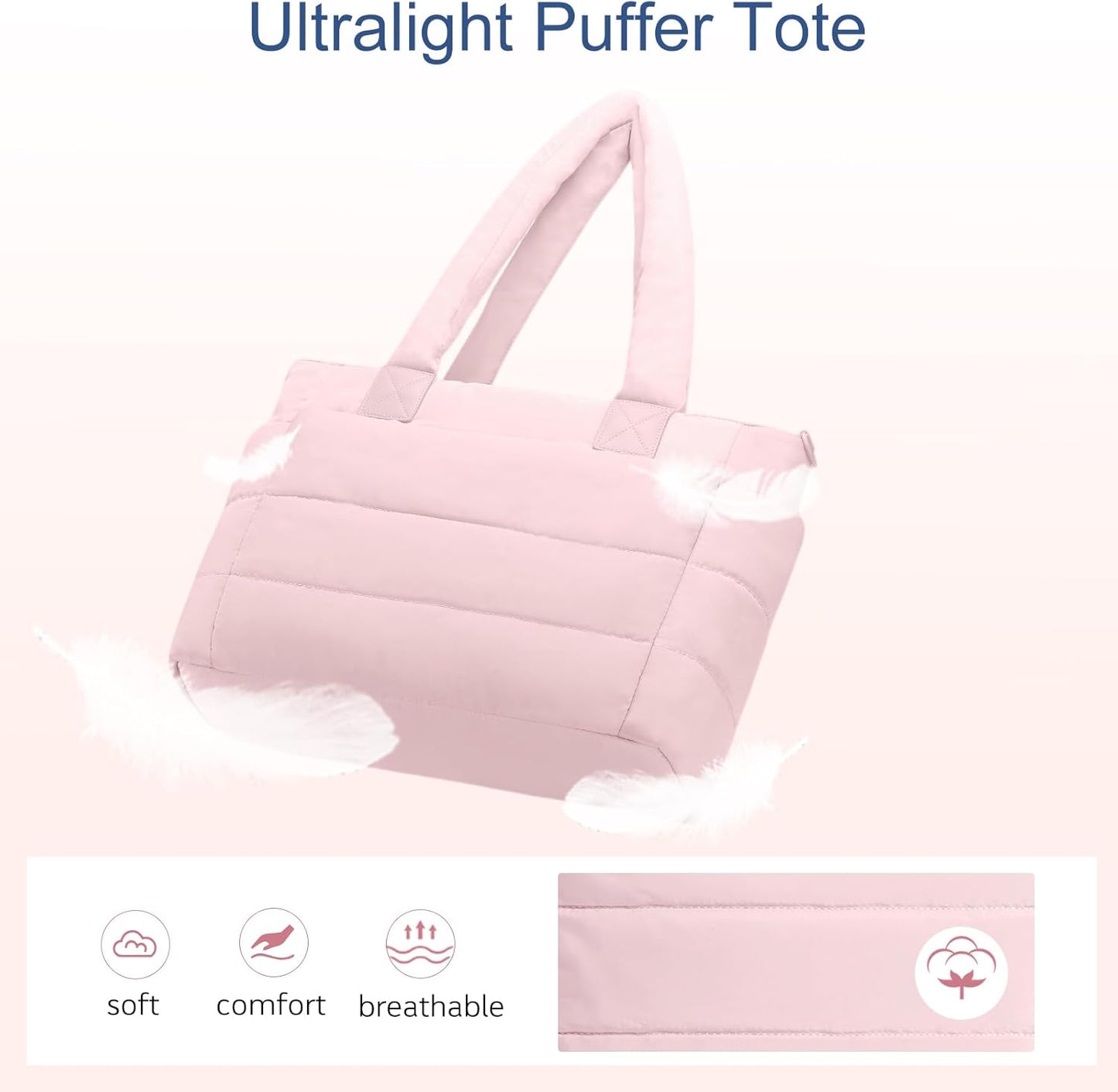Tote Bag for Women Puffer Tote Bag Large Nurse Bags Shoulder Handbag with Zipper for Work Travel