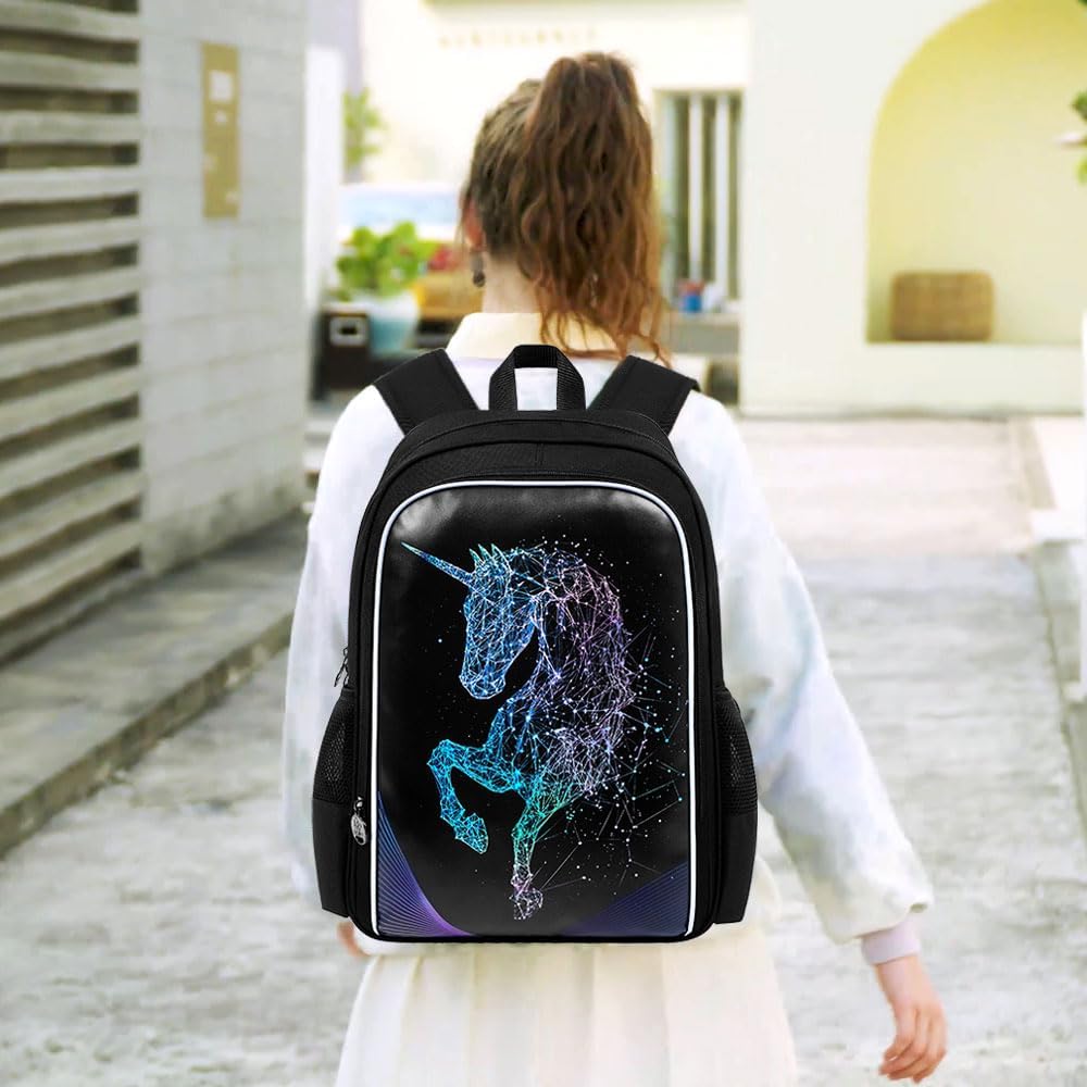 3PCS Kids Backpacks for Girls, 16" Little Kid Preschool School Bookbag and Lunch Box - Unicorn/Mermaid/Flamingo