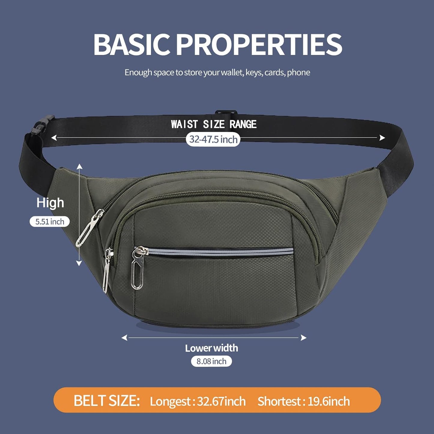 DAITET Crossbody Fanny Pack for Men&Women,Large Waist Bag & Hip Bum Bag with Adjustable Strap for Outdoors Workout Traveling Casual Running Hiking Cycling